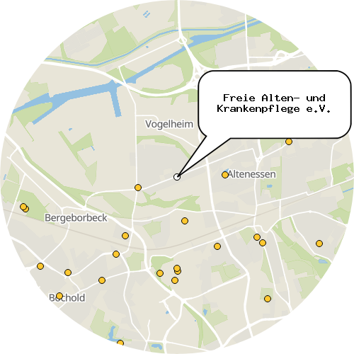 Kartenausschnitt für die Firma Freie Alten- und Krankenpflege e.V.