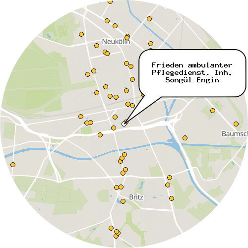 Kartenausschnitt für die Firma Frieden ambulanter Pflegedienst, Inh. Songül Engin