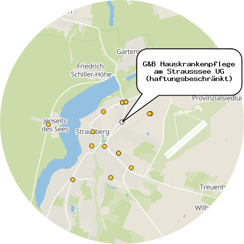 Kartenausschnitt für die Firma G&B Hauskrankenpflege am Strausssee UG (haftungsbeschränkt)