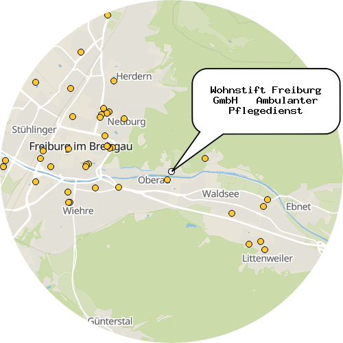 Kartenausschnitt für die Firma Wohnstift Freiburg GmbH   Ambulanter Pflegedienst
