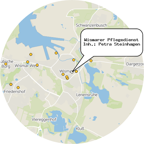 Kartenausschnitt für die Firma Wismarer Pflegedienst Inh.: Petra Steinhagen