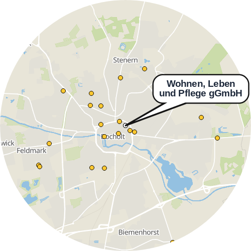 Kartenausschnitt für die Firma Wohnen, Leben und Pflege gGmbH