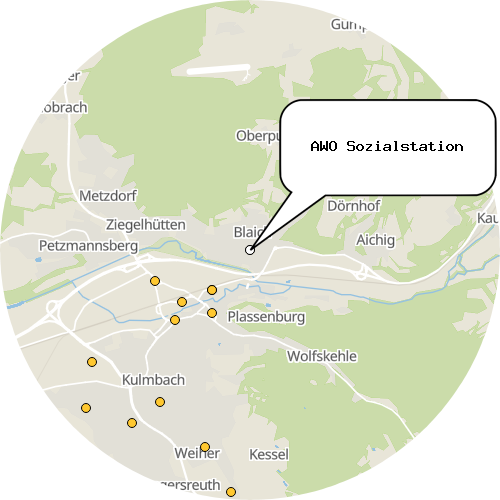 Kartenausschnitt für die Firma AWO Sozialstation