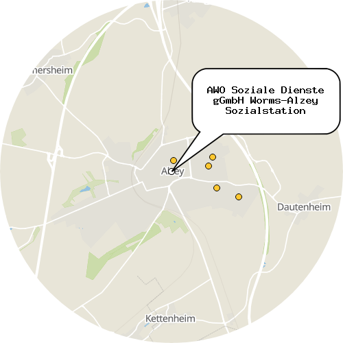 Kartenausschnitt für die Firma AWO Soziale Dienste gGmbH Worms-Alzey Sozialstation