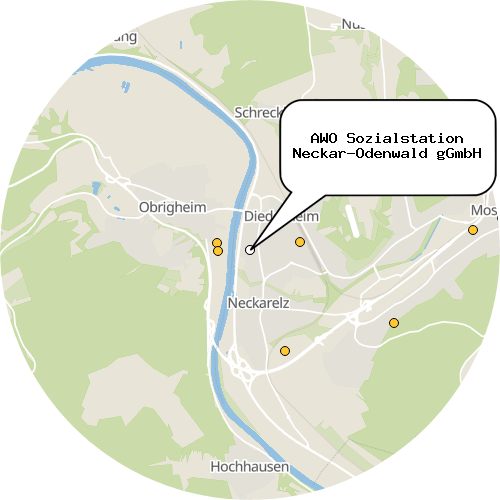 Kartenausschnitt für die Firma AWO Sozialstation Neckar-Odenwald gGmbH