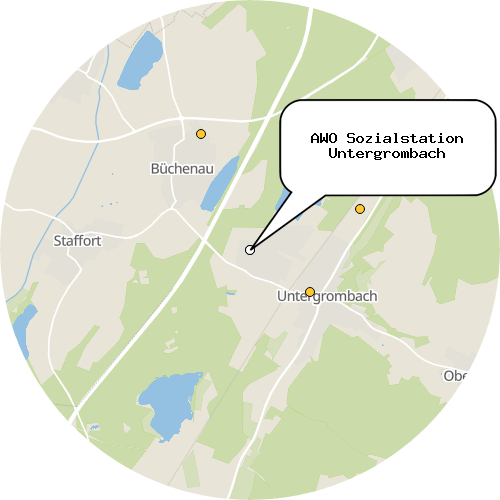 Kartenausschnitt für die Firma AWO Sozialstation Untergrombach