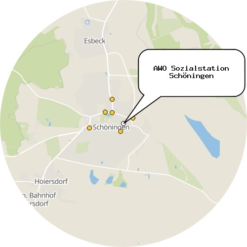 Kartenausschnitt für die Firma AWO Sozialstation Schöningen