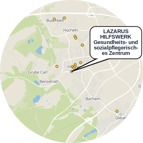 Kartenausschnitt für die Firma LAZARUS HILFSWERK Gesundheits- und sozialpflegerisches Zentrum