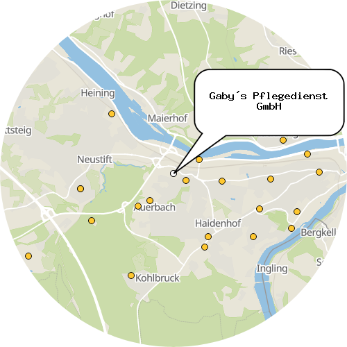 Kartenausschnitt für die Firma Gaby´s Pflegedienst GmbH