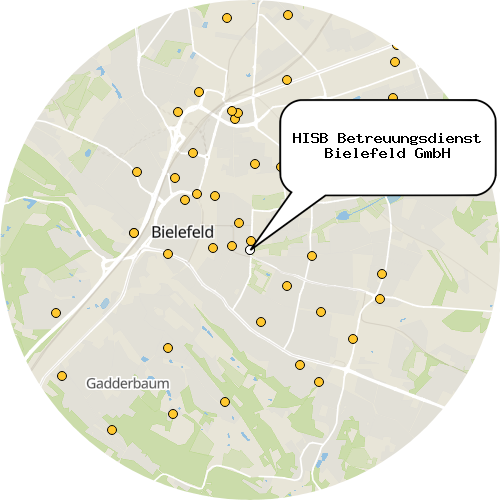 Kartenausschnitt für die Firma HISB Betreuungsdienst Bielefeld GmbH