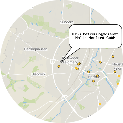 Kartenausschnitt für die Firma HISB Betreuungsdienst Halle Herford GmbH