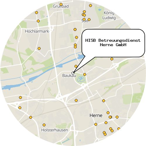 Kartenausschnitt für die Firma HISB Betreuungsdienst Herne GmbH