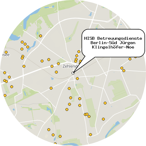 Kartenausschnitt für die Firma HISB Betreuungsdienste Berlin-Süd Jürgen Klingelhöfer-Noe