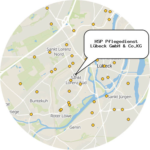 Kartenausschnitt für die Firma HSP Pflegedienst Lübeck GmbH & Co.KG
