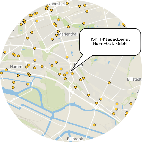 Kartenausschnitt für die Firma HSP Pflegedienst Horn-Ost GmbH