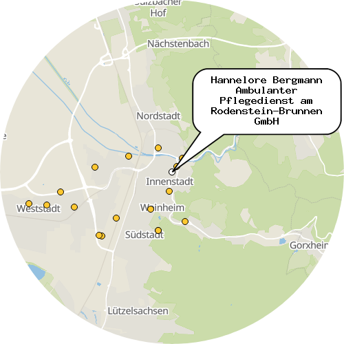 Kartenausschnitt für die Firma Hannelore Bergmann Ambulanter Pflegedienst am Rodenstein-Brunnen GmbH