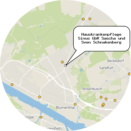 Kartenausschnitt für die Firma Hauskrankenpflege Sinus GbR Sascha und Sven Schnakenberg