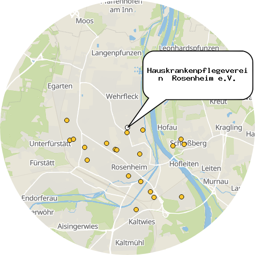Kartenausschnitt für die Firma Hauskrankenpflegeverein  Rosenheim e.V.