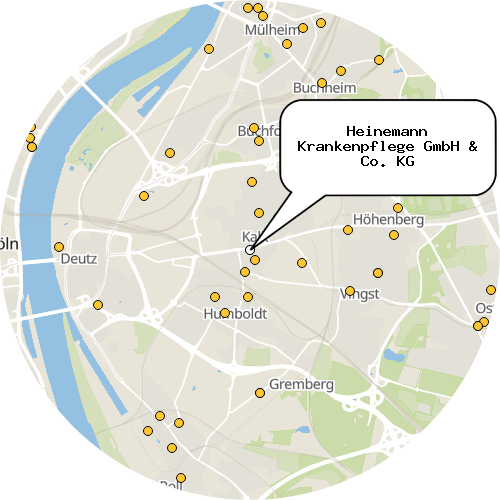 Kartenausschnitt für die Firma Heinemann Krankenpflege GmbH & Co. KG