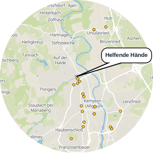 Kartenausschnitt für die Firma Helfende Hände