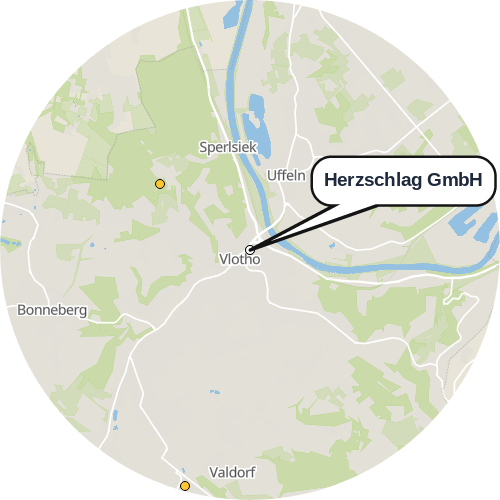 Kartenausschnitt für die Firma Herzschlag GmbH