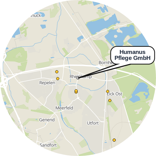 Kartenausschnitt für die Firma Humanus Pflege GmbH