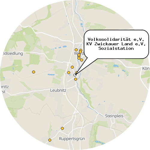 Kartenausschnitt für die Firma Volkssolidarität e.V. KV Zwickauer Land e.V. Sozialstation