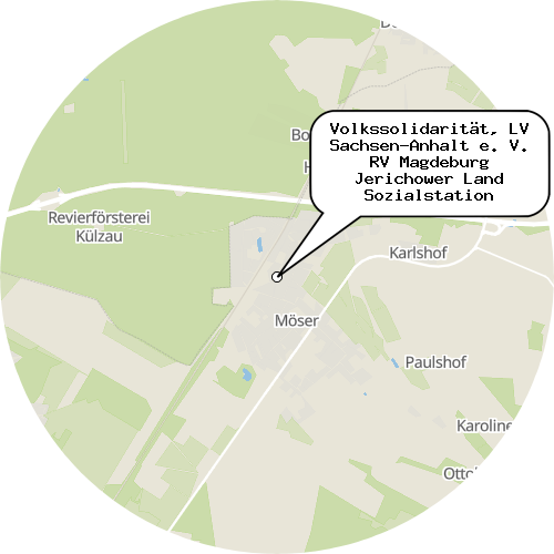 Kartenausschnitt für die Firma Volkssolidarität, LV Sachsen-Anhalt e. V. RV Magdeburg Jerichower Land Sozialstation