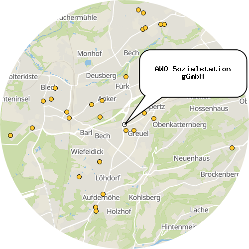 Kartenausschnitt für die Firma AWO Sozialstation gGmbH