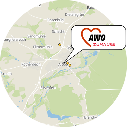 Kartenausschnitt für die Firma AWO Zuhause
