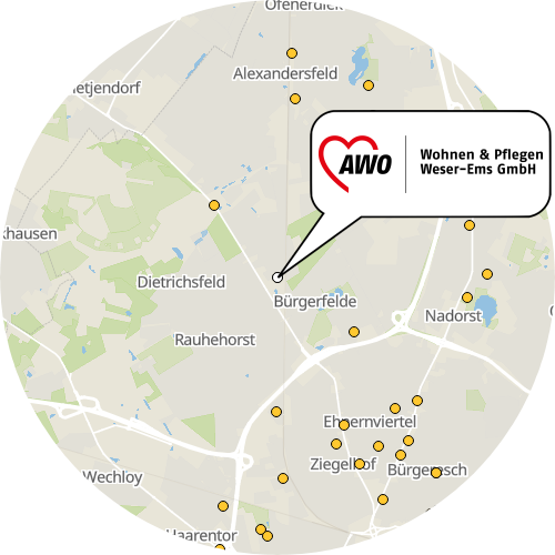 Kartenausschnitt für die Firma AWO Ambulante Pflege Oldenburg