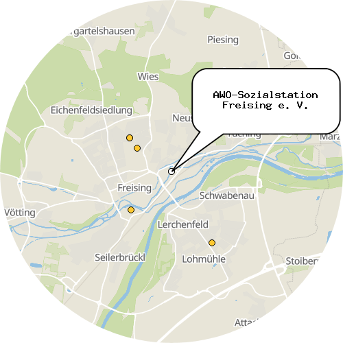 Kartenausschnitt für die Firma AWO-Sozialstation Freising e. V.