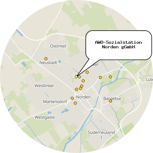 Kartenausschnitt für die Firma AWO-Sozialstation Norden gGmbH