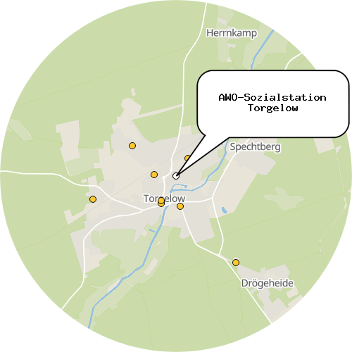 Kartenausschnitt für die Firma AWO-Sozialstation Torgelow