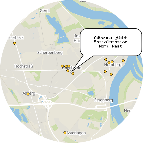 Kartenausschnitt für die Firma AWOcura gGmbH Sozialstation Nord-West