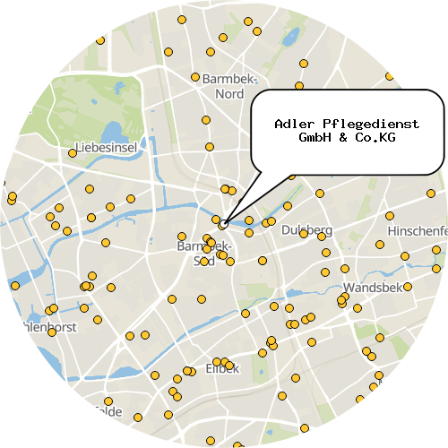 Kartenausschnitt für die Firma Adler Pflegedienst GmbH & Co.KG