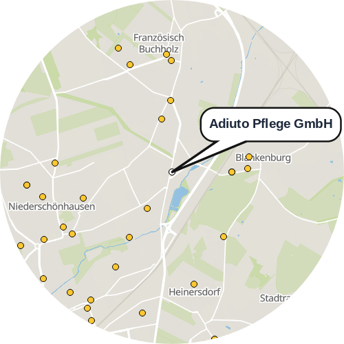 Kartenausschnitt für die Firma Adiuto Pflege GmbH