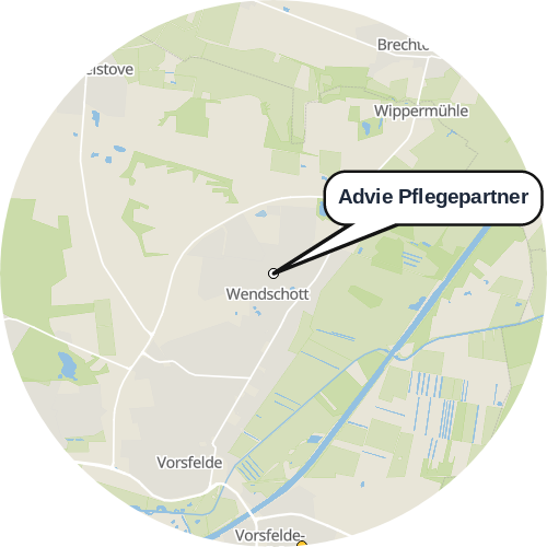 Kartenausschnitt für die Firma Advie Pflegepartner