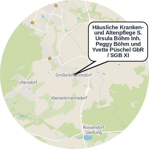 Kartenausschnitt für die Firma Häusliche Kranken- und Altenpflege S. Ursula Böhm Inh. Peggy Böhm und Yvette Püschel GbR / SGB XI