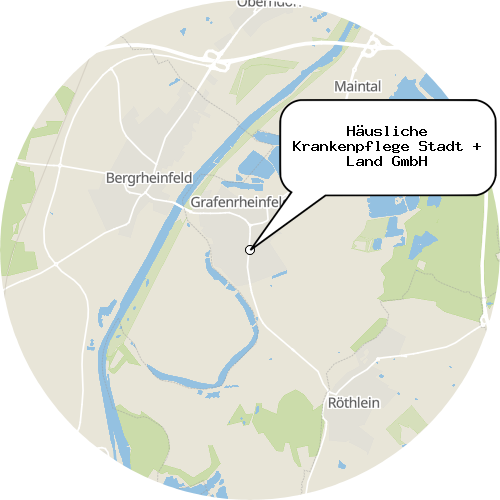 Kartenausschnitt für die Firma Häusliche Krankenpflege Stadt + Land GmbH