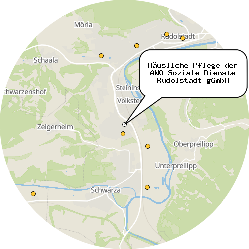 Kartenausschnitt für die Firma Häusliche Pflege der AWO Soziale Dienste Rudolstadt gGmbH