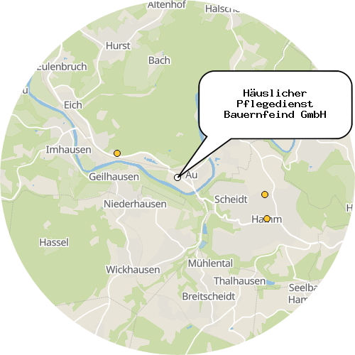 Kartenausschnitt für die Firma Häuslicher Pflegedienst Bauernfeind GmbH