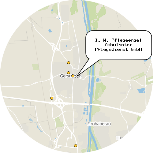 Kartenausschnitt für die Firma I. W. Pflegeengel Ambulanter Pflegedienst GmbH