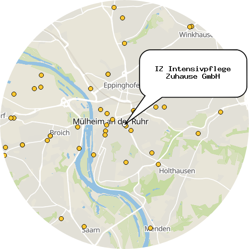 Kartenausschnitt für die Firma IZ Intensivpflege Zuhause GmbH