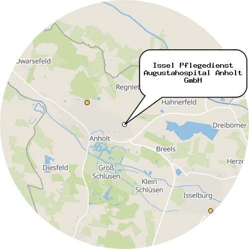 Kartenausschnitt für die Firma Issel Pflegedienst Augustahospital Anholt GmbH