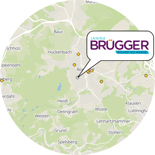 Kartenausschnitt für die Firma Janina Brügger - Pflege zu Hause -