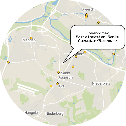 Kartenausschnitt für die Firma Johanniter Sozialstation Sankt Augustin/Siegburg