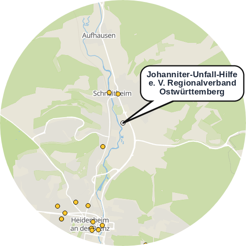 Kartenausschnitt für die Firma Johanniter-Unfall-Hilfe e. V. Regionalverband Ostwürttemberg
