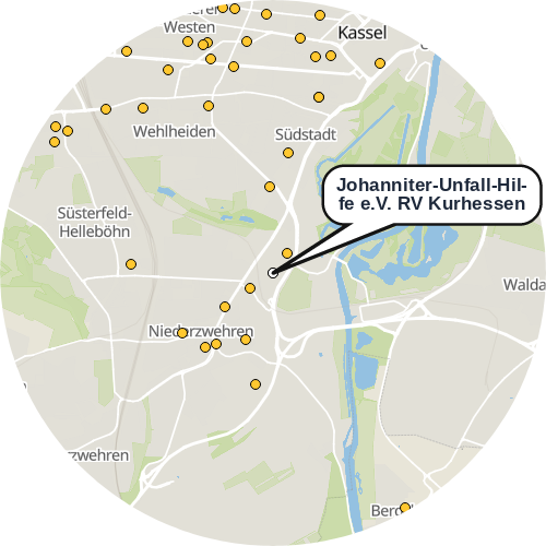 Kartenausschnitt für die Firma Johanniter-Unfall-Hilfe e.V. RV Kurhessen