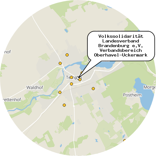 Kartenausschnitt für die Firma Volkssolidarität Landesverband Brandenburg e.V. Verbandsbereich Oberhavel-Uckermark Sozialstation Templin